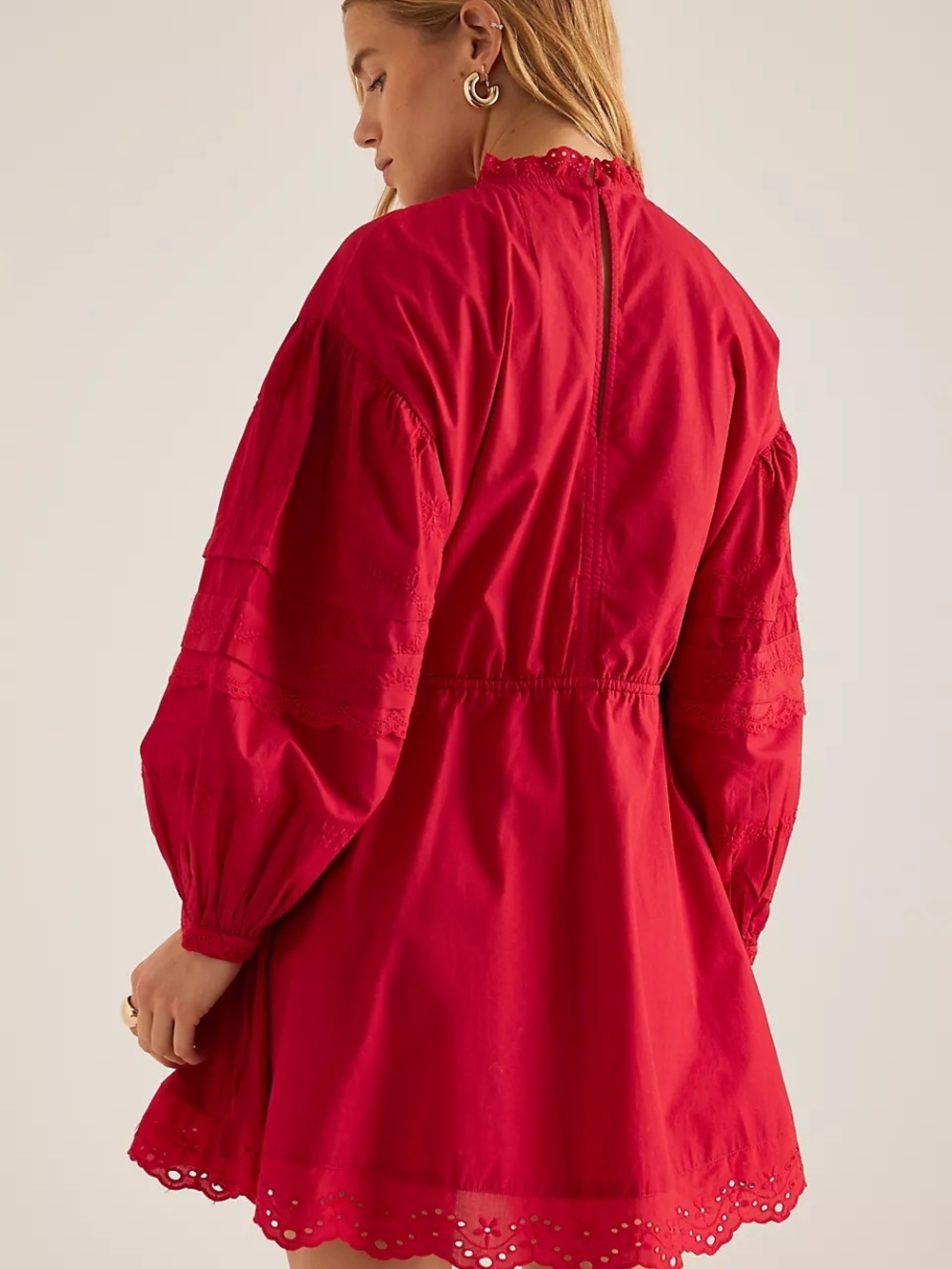 🤍🌹✨ Damson Madder Clancy Mini Dress w/Puffed Sleeves and Lace Trim Details W12 - Picture 11 of 16